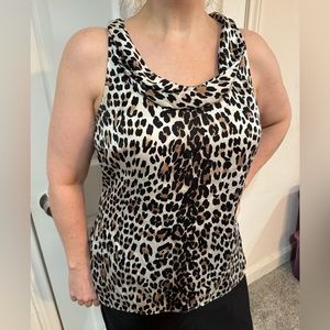 White House Black Market Silk Leopard Blouse